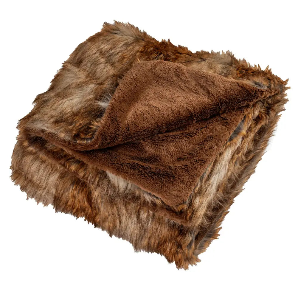 540GSM Soft Plush Fuzzy Luxury Faux Raccoon Fur Blanket for Bed-M - Golden - Bedding