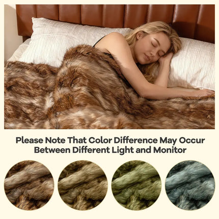 540GSM Soft Plush Fuzzy Luxury Faux Raccoon Fur Blanket for Bed-M Costway