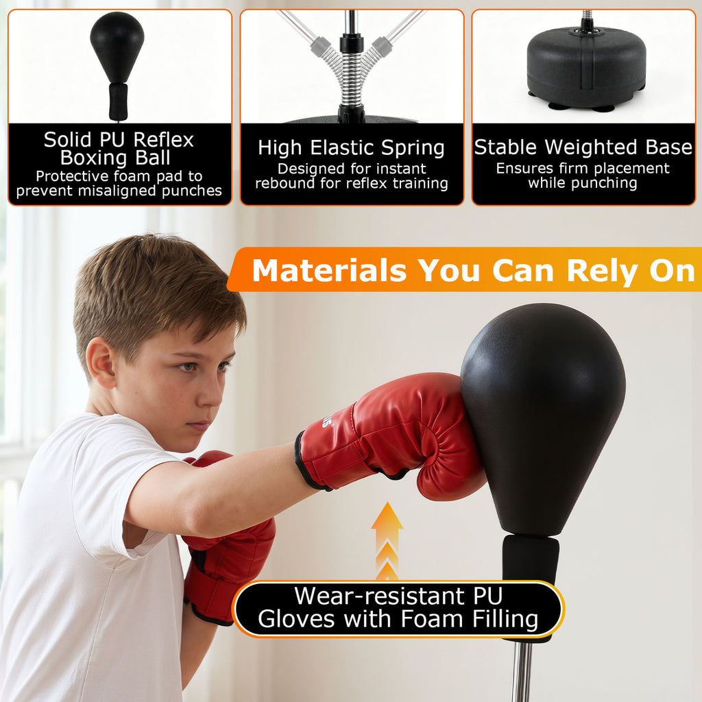 54.5"-62" Height Adjustable FPunching Bag with Stand for Teens and Adults-Black