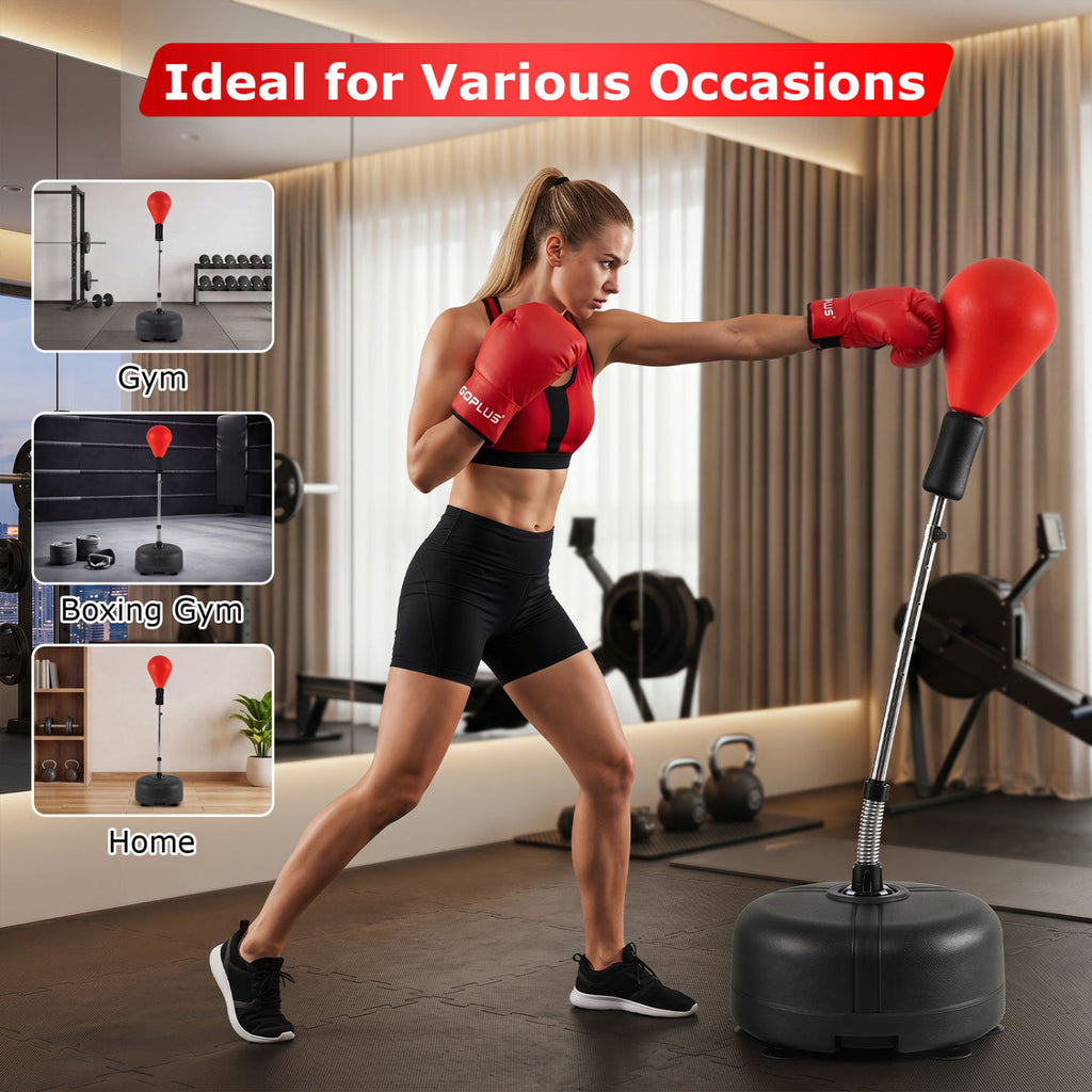 54.5"-62" Height Adjustable FPunching Bag with Stand for Teens and Adults-Red