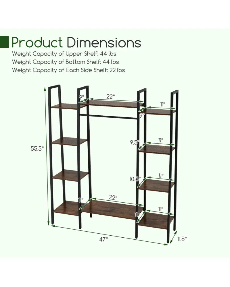55.5 inch Tall Plant Stand 10-Tier Plant Rack with 16 Colors LED Strip Lights-Rustic Brown - Rustic Brown - Plant Stands