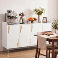 55’’ Buffet Cabinet with 4 Doors and 5 Metal Legs Modern Credenza-White - White - Sideboards Cabinets & Buffets