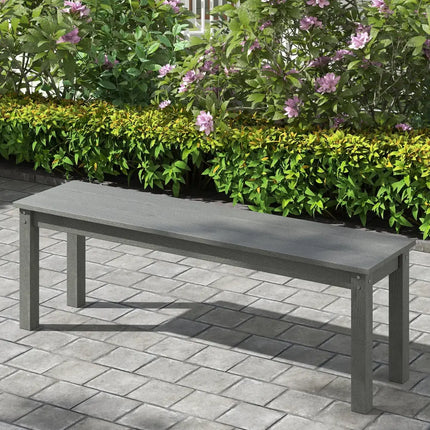 55’’ HDPE Outdoor Bench 2-3 People Weatherproof Backless Patio Garden Bench-Gray - Gray - Outdoor Benches