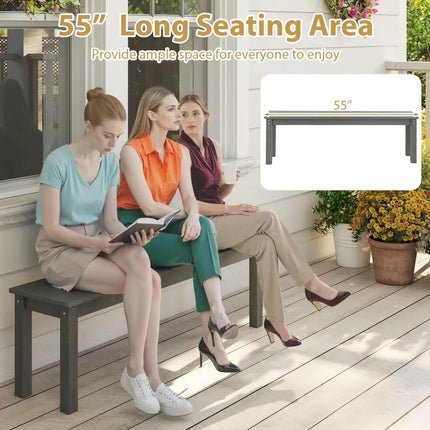 55’’ HDPE Outdoor Bench 2-3 People Weatherproof Backless Patio Garden Bench-Gray - Gray - Outdoor Benches