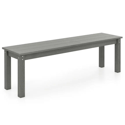 55’’ HDPE Outdoor Bench 2-3 People Weatherproof Backless Patio Garden Bench-Gray - Gray - Outdoor Benches