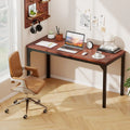 55 Inch Conference Table with Heavy-duty Metal Frame-Brown - Brown - Writing Desks