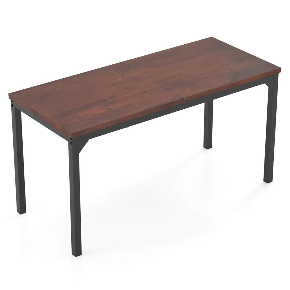55 Inch Conference Table with Heavy-duty Metal Frame-Brown - Brown - Writing Desks