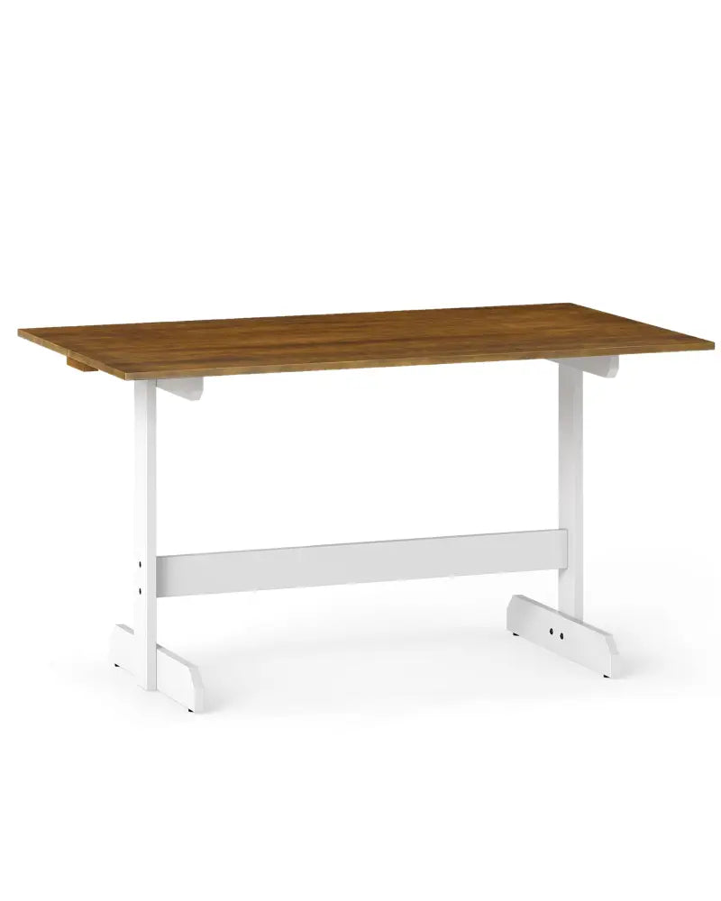 55 Inch Dining Table for 4-6 People Rectangular Kitchen Table with Solid Wood Trestle Base-Walnut - Walnut - Dining
