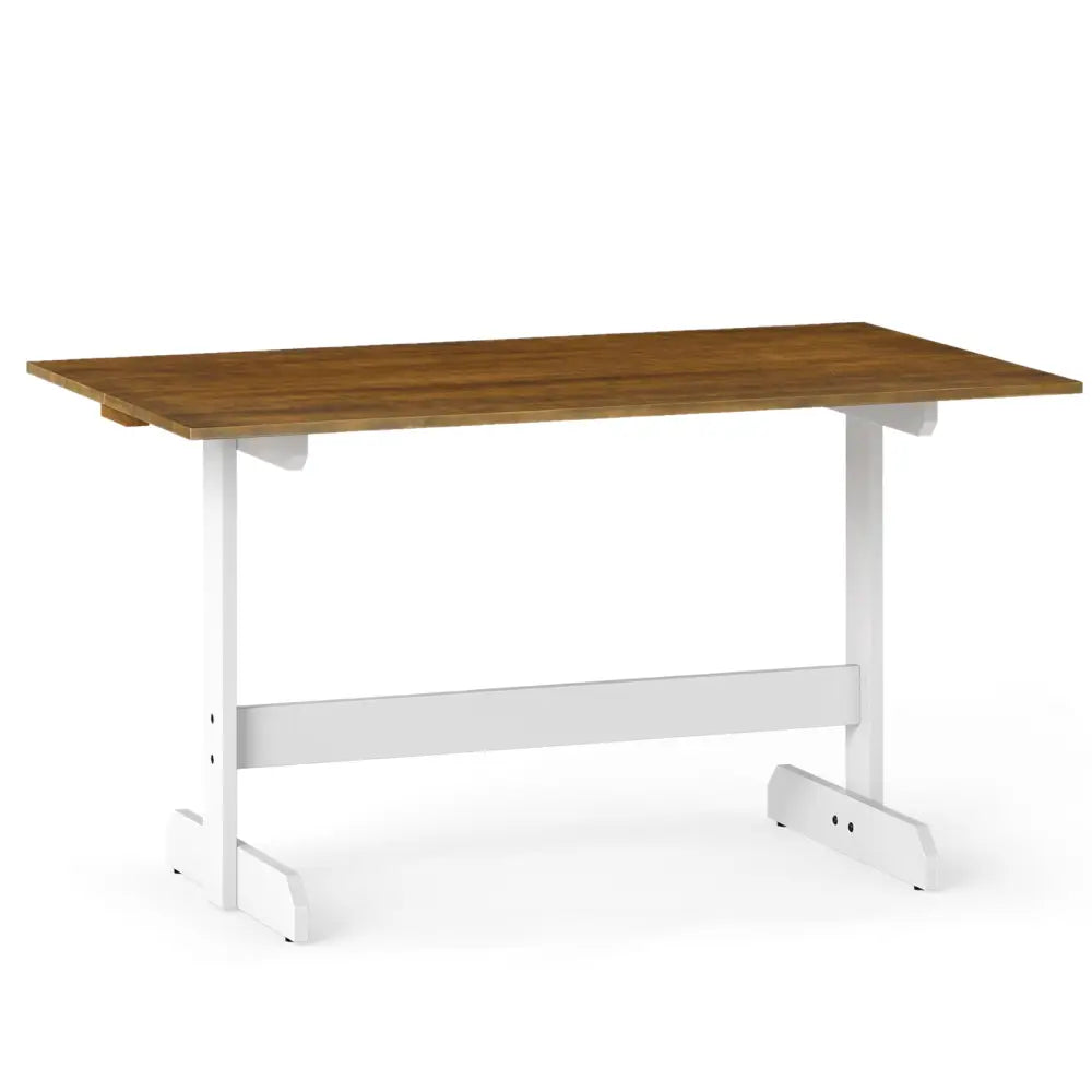 55 Inch Dining Table for 4-6 People Rectangular Kitchen Table with Solid Wood Trestle Base-Walnut - Walnut - Dining