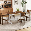 55 Inch Dining Table for 4-6 People Rectangular Kitchen Table with Solid Wood Trestle Base-Walnut - Walnut - Dining
