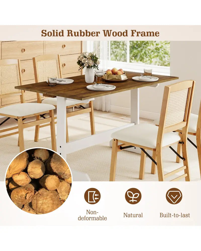 55 Inch Dining Table for 4-6 People Rectangular Kitchen Table with Solid Wood Trestle Base-Walnut - Walnut - Dining