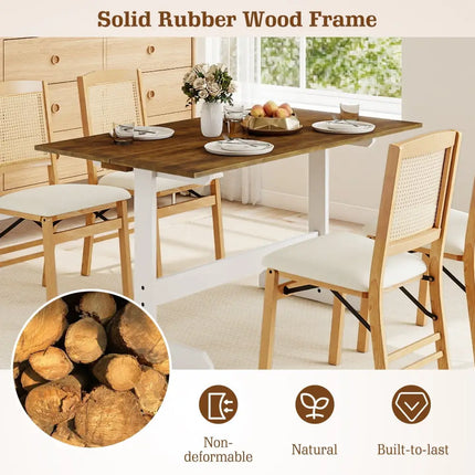 55 Inch Dining Table for 4-6 People Rectangular Kitchen Table with Solid Wood Trestle Base-Walnut Costway