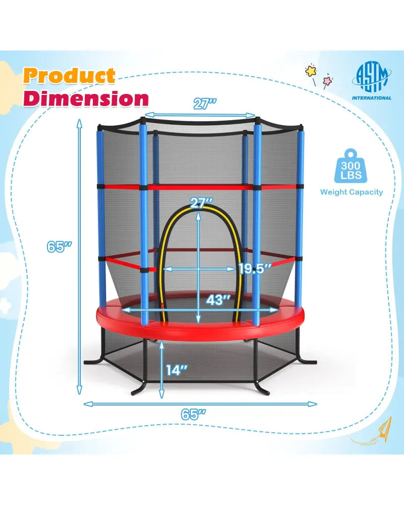 55 Inch Kids Recreational Trampoline Bouncing Jumping Mat with Enclosure Net-Navy - Navy - Trampolines