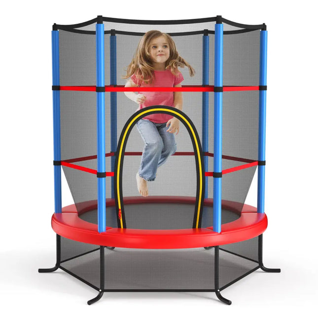 55 Inch Kids Recreational Trampoline Bouncing Jumping Mat with Enclosure Net-Navy - Navy - Trampolines
