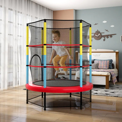 55 Inch Mini Trampoline for Kids with Safety Enclosure Net for Indoor Outdoor - Yellow - Trampolines
