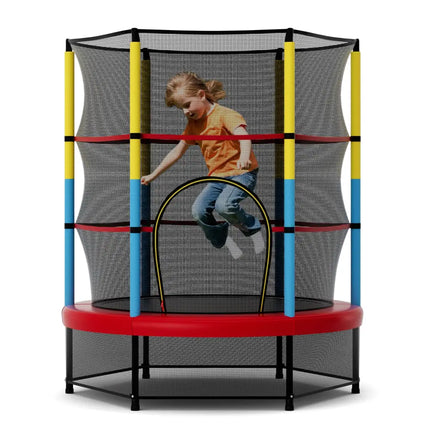55 Inch Mini Trampoline for Kids with Safety Enclosure Net for Indoor Outdoor - Yellow - Trampolines