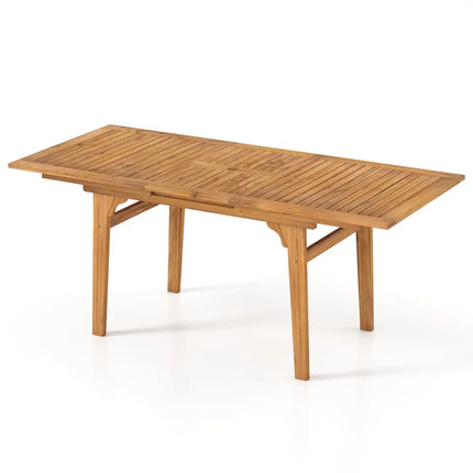 55 Inch Patio Dining Table Expandable for 6-8 People with Umbrella Hole - Natural - Patio Dining Tables