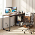 55 Inch Reversible L Shaped Desk with 3 Drawers Home Office Desk with Adjustable Shelf-Rustic Brown - Rustic Brown