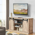 55 Inch Sliding Barn Door TV Stand with Adjustable Shelves for TVs up to 65 Inch-Natural - Natural - Entertainment