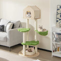 55 Inch Tall Cat Climbing Stand with Sisal Scratching Posts and Soft Cat Bed for Indoor Kittens-Green - Green - Cat