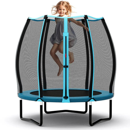 55 Inch Trampoline for Kids Toddler Mini Trampoline with Safety Enclosure Net-Blue - Blue - Trampolines