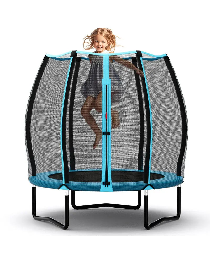 55 Inch Trampoline for Kids Toddler Mini Trampoline with Safety Enclosure Net-Blue - Blue - Trampolines