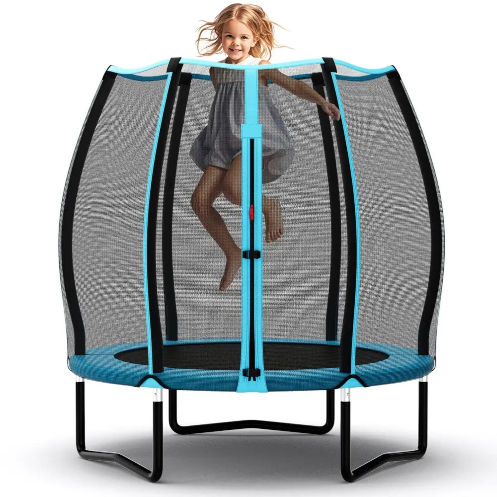 55 Inch Trampoline for Kids Toddler Mini Trampoline with Safety Enclosure Net-Blue - Blue - Trampolines