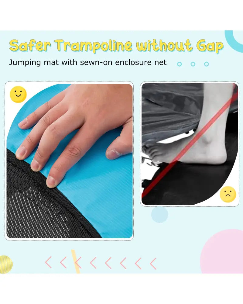 55 Inch Trampoline for Kids Toddler Mini Trampoline with Safety Enclosure Net-Blue - Blue - Trampolines