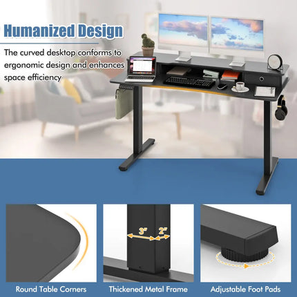55 Inch x 24 Inch Height Adjustable Electric Standing Desk with 2 Drawers-Black Costway