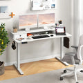 55 Inch x 24 Inch Height Adjustable Electric Standing Desk with 2 Drawers-White - White - Standing Desks
