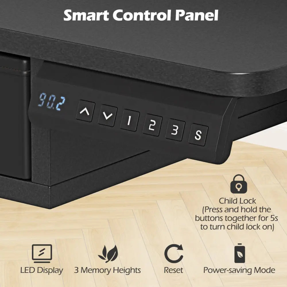 55 Inch x 27 Inch Electric Standing Desk with Drawers-Black - Black - Standing Desks