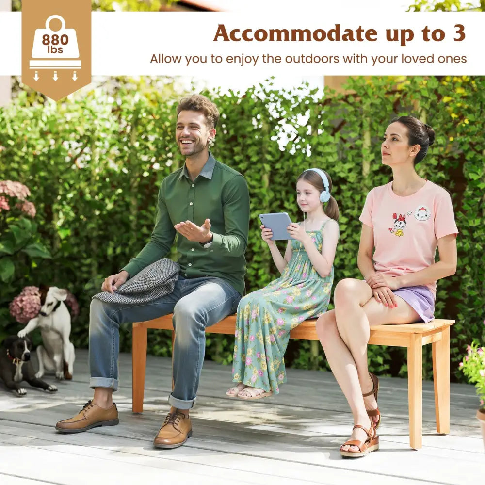 55 Inches Outdoor Teak Wood Bench with 880 LBS Weight Capacity - Natural - Outdoor Benches