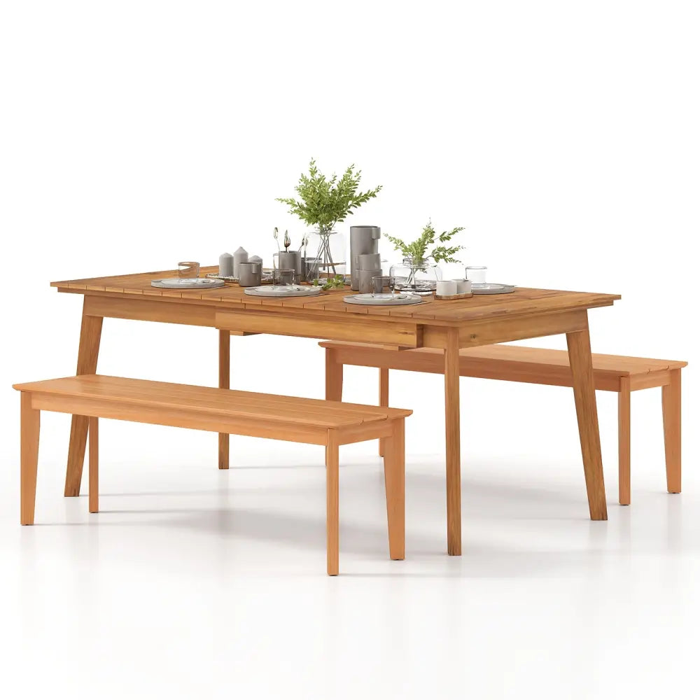 55 Inches Outdoor Teak Wood Bench with 880 LBS Weight Capacity - Natural - Outdoor Benches