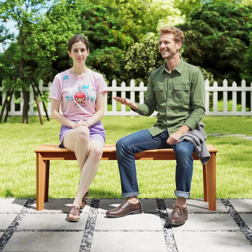 55 Inches Outdoor Teak Wood Bench with 880 LBS Weight Capacity - Natural - Outdoor Benches