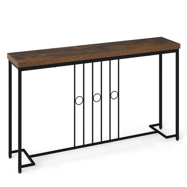 55 Industrial Console Table with HShaped BaseBrown - Oasis Home Essentials