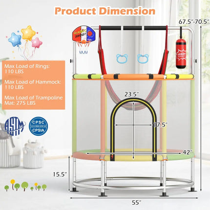 55’’ Kids Trampoline Gift for for 3-6 Years Old Boys and Girls-Green - Green - Trampolines