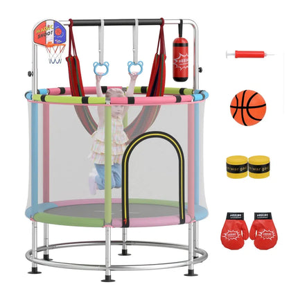 55’’ Kids Trampoline Gift for for 3-6 Years Old Boys and Girls-Pink - Pink - Trampolines