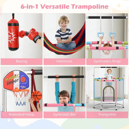 55’’ Kids Trampoline Gift for for 3-6 Years Old Boys and Girls-Pink - Pink - Trampolines