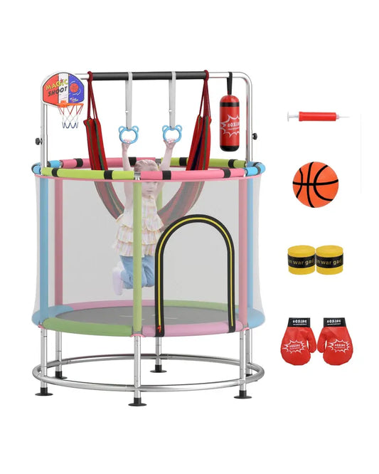 55’’ Kids Trampoline Gift for for 3-6 Years Old Boys and Girls-Pink - Pink - Trampolines