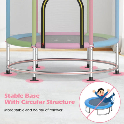 55’’ Kids Trampoline Gift for for 3-6 Years Old Boys and Girls-Pink - Pink - Trampolines