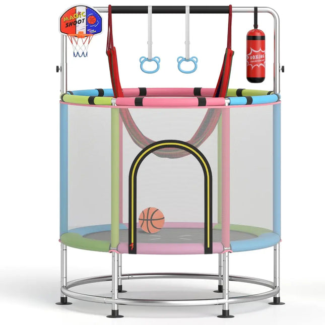 55’’ Kids Trampoline Gift for for 3-6 Years Old Boys and Girls-Pink - Pink - Trampolines