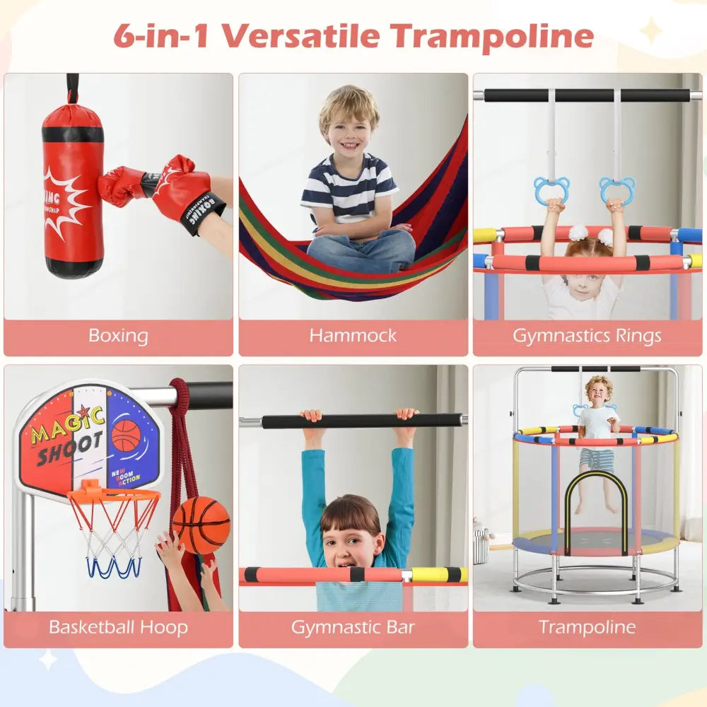 55’’ Kids Trampoline Gift for for 3-6 Years Old Boys and Girls-Red - Red - Trampolines