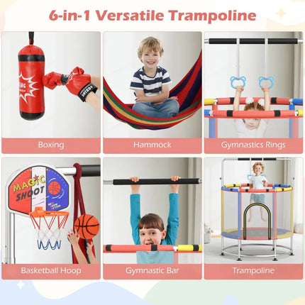 55’’ Kids Trampoline Gift for for 3-6 Years Old Boys and Girls-Red - Red - Trampolines