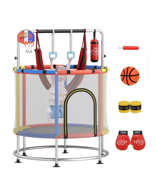 55’’ Kids Trampoline Gift for for 3-6 Years Old Boys and Girls-Red - Red - Trampolines