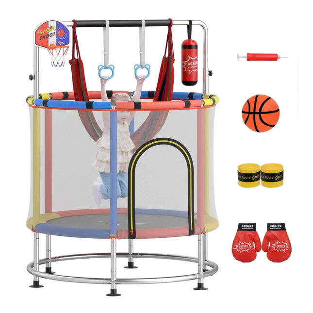 55’’ Kids Trampoline Gift for for 3-6 Years Old Boys and Girls-Red - Red - Trampolines
