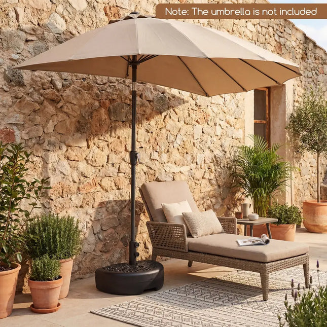 55 LBS Half Round Patio Umbrella Base for Deck Lawn Poolside-Black - Black - Outdoor Umbrella Bases