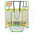 55’’ Trampoline for Kids with Adjustable Gymnastics Bar and Basketball Hoop for 3+-Yellow - Yellow - Trampolines