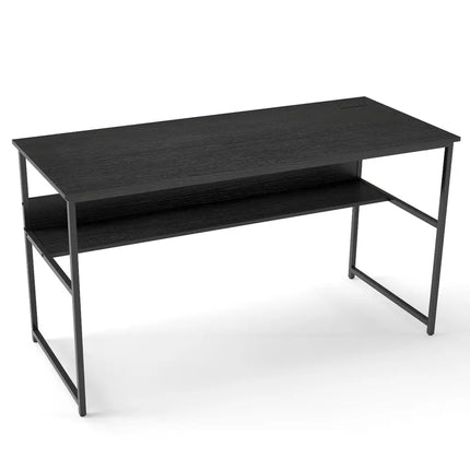 55 x 24 inch Computer Desk with Power Outlets and USB Ports-Black Costway