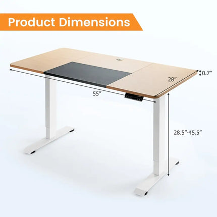 55 x 28 Inch Electric Standing Sit-Stand Height Adjustable Splice Board Costway