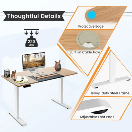55 x 28 Inch Electric Standing Sit-Stand Height Adjustable Splice Board Costway